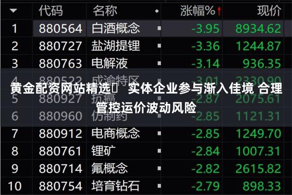 黄金配资网站精选	 实体企业参与渐入佳境 合理管控运价波动风险